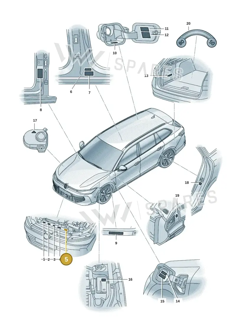 5GE010001 — Volkswagen Passat estate (2023-) diagram 3j0010000, position 5