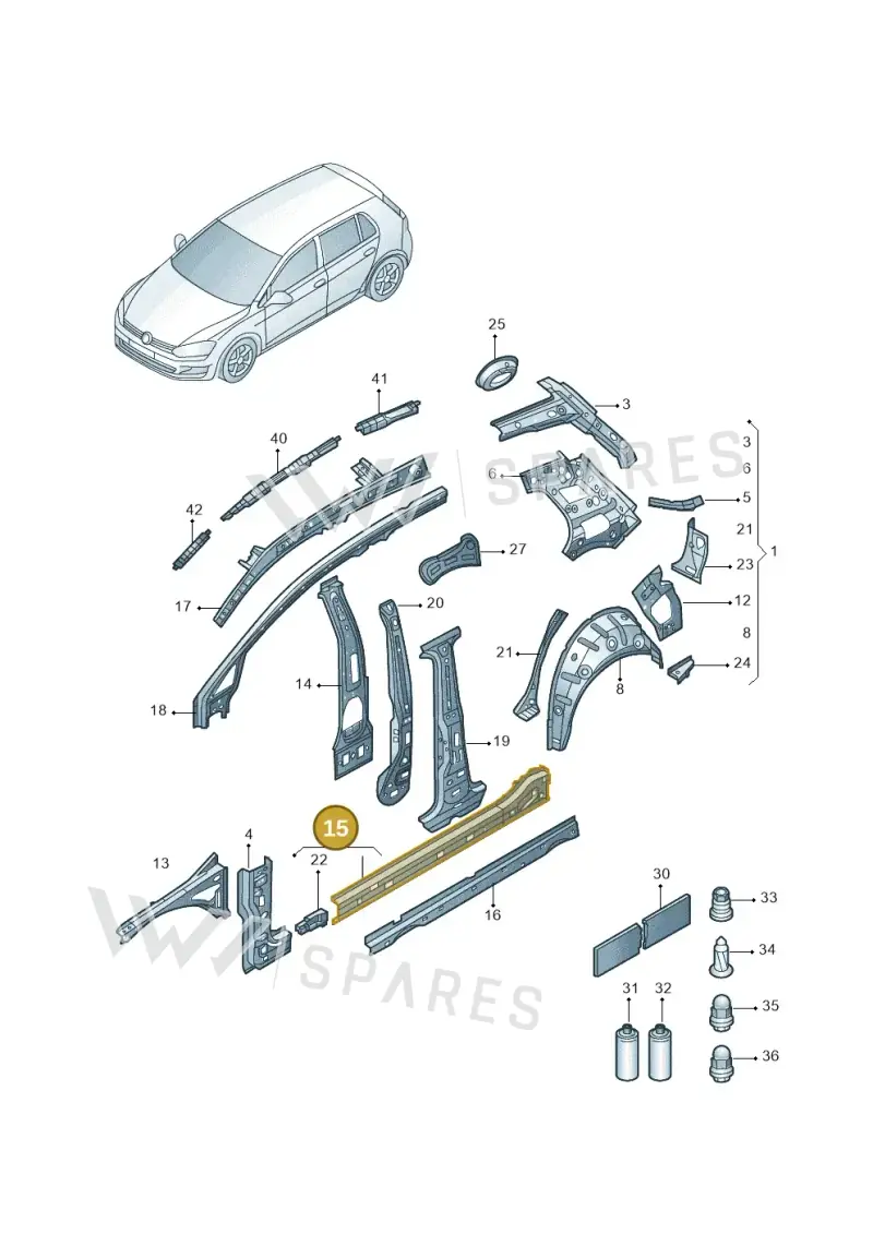 5GE809377C — Volkswagen E-Golf (2019-2020) diagram 598809000, position 15