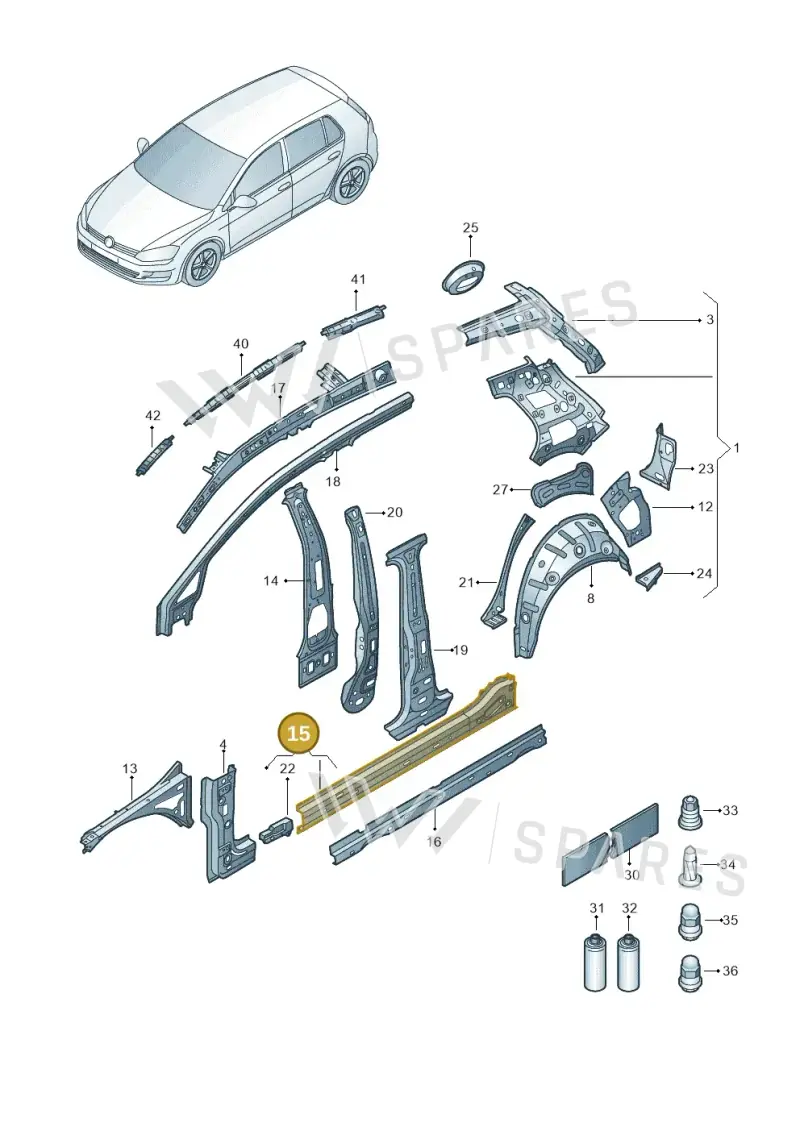 5GE809377C — Volkswagen E-Golf (2014-2021) diagram 774809000, position 15