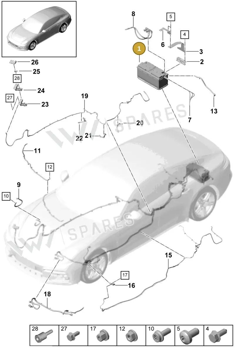 5GM915105AC — Porsche Panamera 4 Hybrid (2016-2020) diagram p49902010, position 1