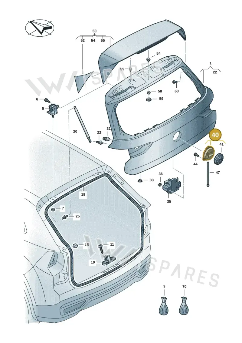 5H0827469ACDPJ — Volkswagen Golf 2.0 BlueMotion (2019-2024) diagram 5h0827000, position 40