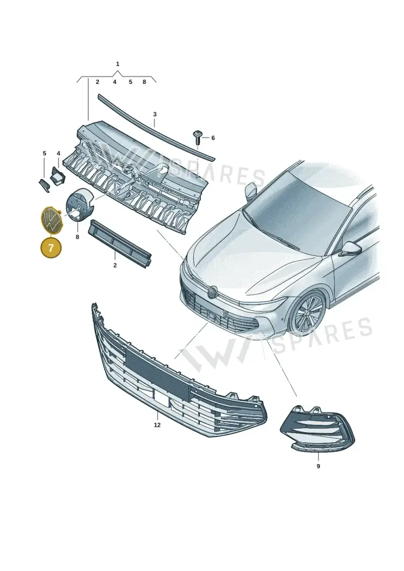 5H0853601DDPJ — Volkswagen Passat estate (2023-) diagram 3j0853000, position 7