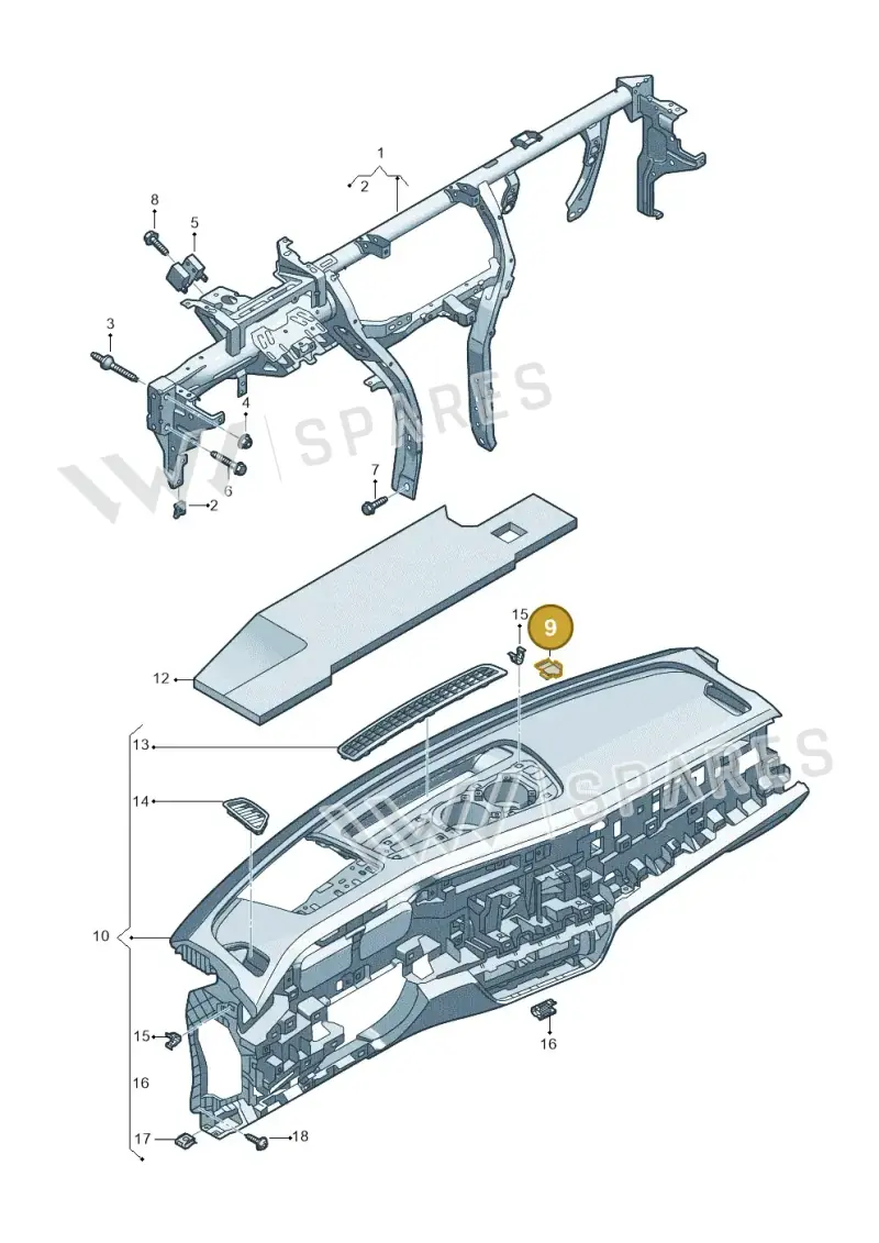 5H0857949 — Volkswagen Passat estate (2023-) diagram 3j0857000, position 9