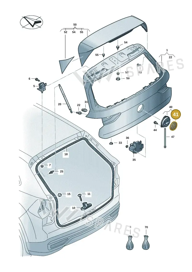 5H0898633 — Volkswagen Golf 2.0 BlueMotion (2019-2024) diagram 5h0827000, position 41