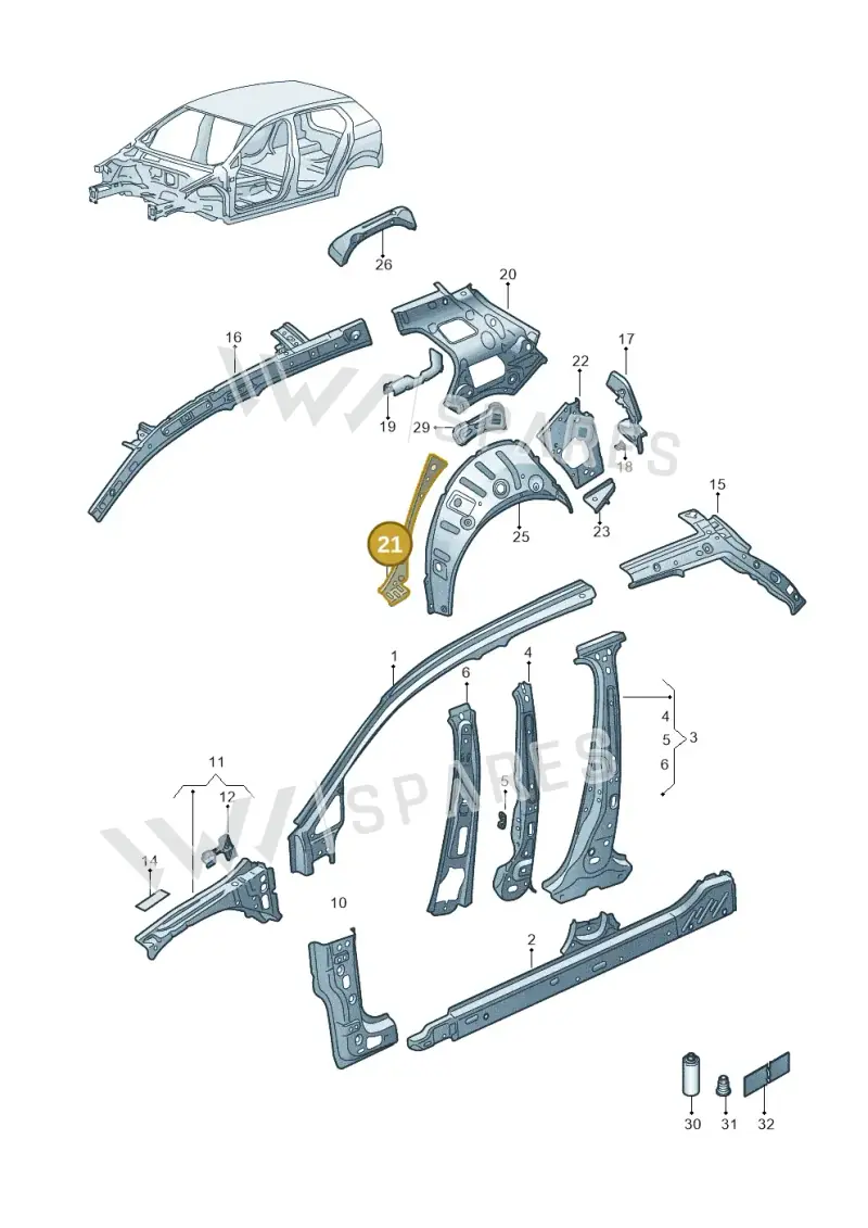 5H4810422A — Volkswagen Golf 2.0 BlueMotion (2019-2024) diagram 5h0809000, position 21