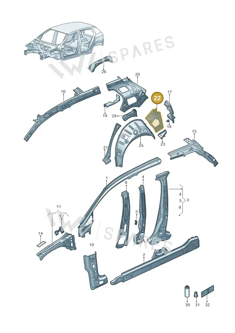 5H6809677A — Volkswagen Golf 2.0 BlueMotion (2019-2024) diagram 5h0809000, position 22