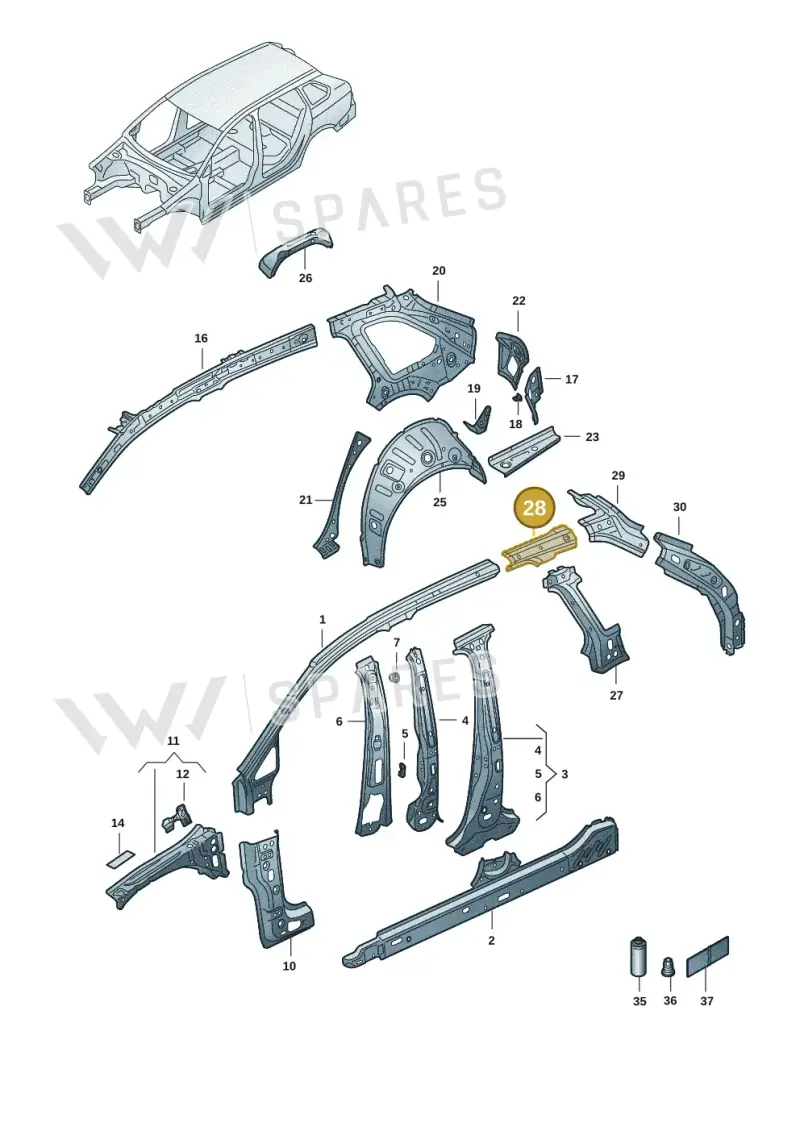 5H9810499 — Volkswagen Golf 2.0 BlueMotion (2019-2024) diagram 5h0809001, position 28