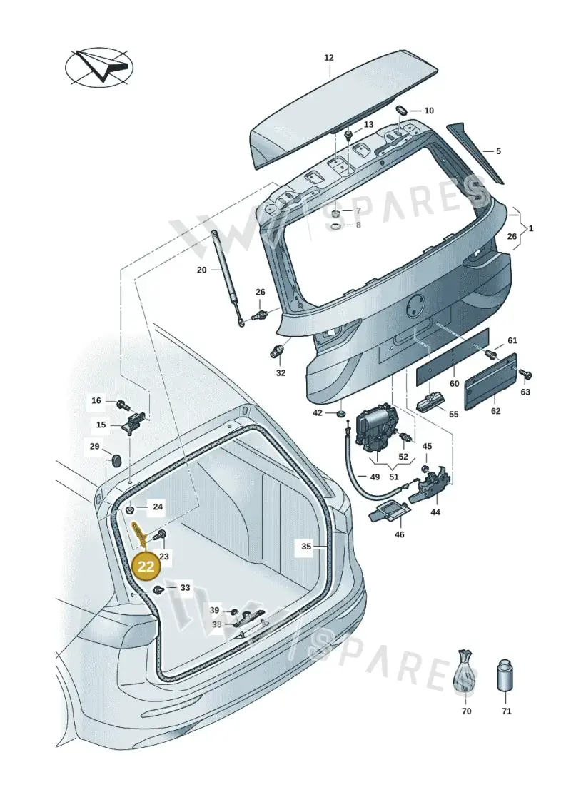 5H9827427A — Volkswagen Golf 2.0 BlueMotion (2019-2024) diagram 5h0827100, position 22