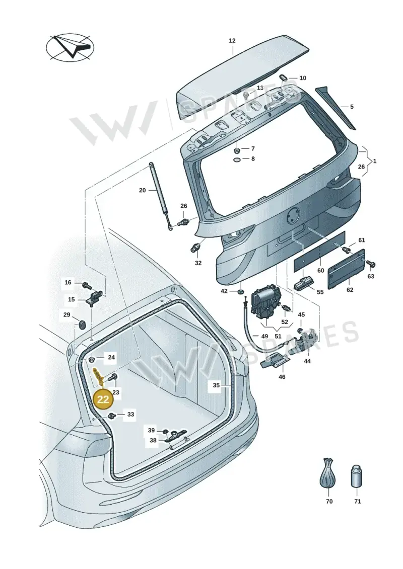 5H9827427 — Volkswagen Golf 2.0 BlueMotion (2019-2024) diagram 5h0827100, position 22