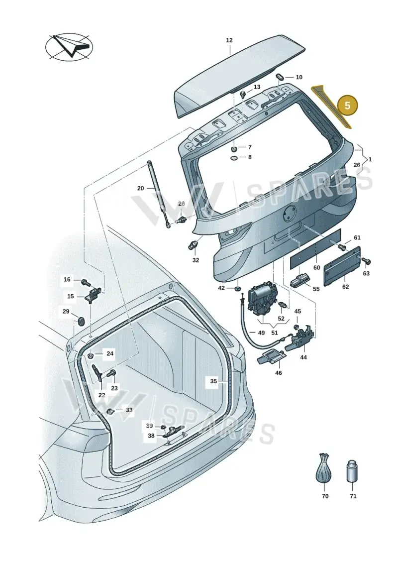 5H9827939B041 — Volkswagen Golf 2.0 BlueMotion (2019-2024) diagram 5h0827100, position 5