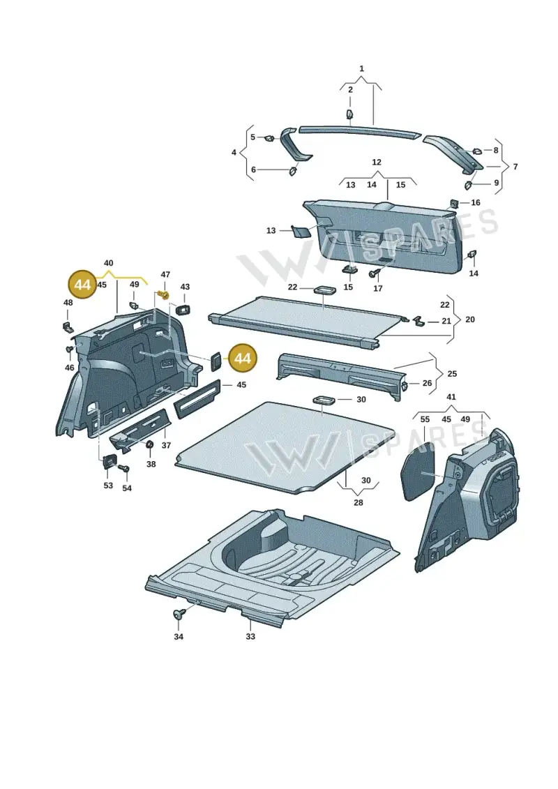 5H9867864B4PK — Volkswagen Golf 2.0 BlueMotion (2019-2024) diagram 5h0867090, position 44