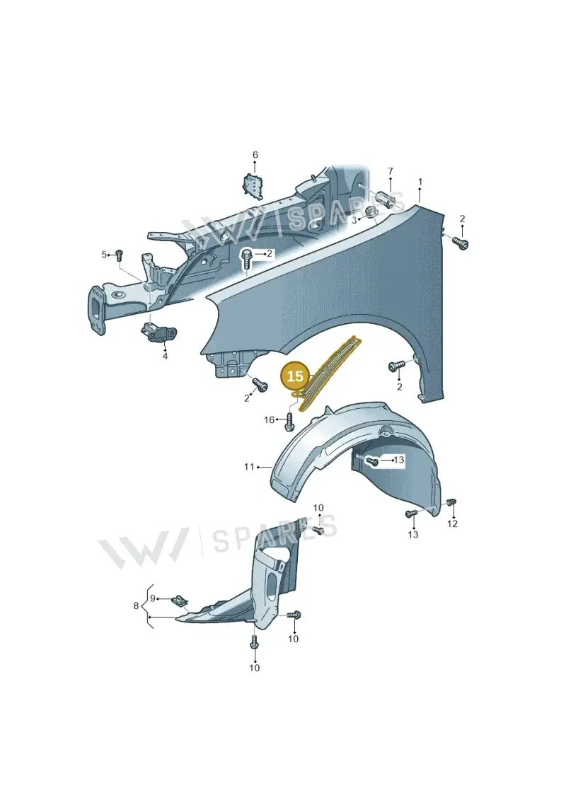 5K0807823B — Volkswagen Golf Cabriolet (2011-2016) diagram 718821000, position 15