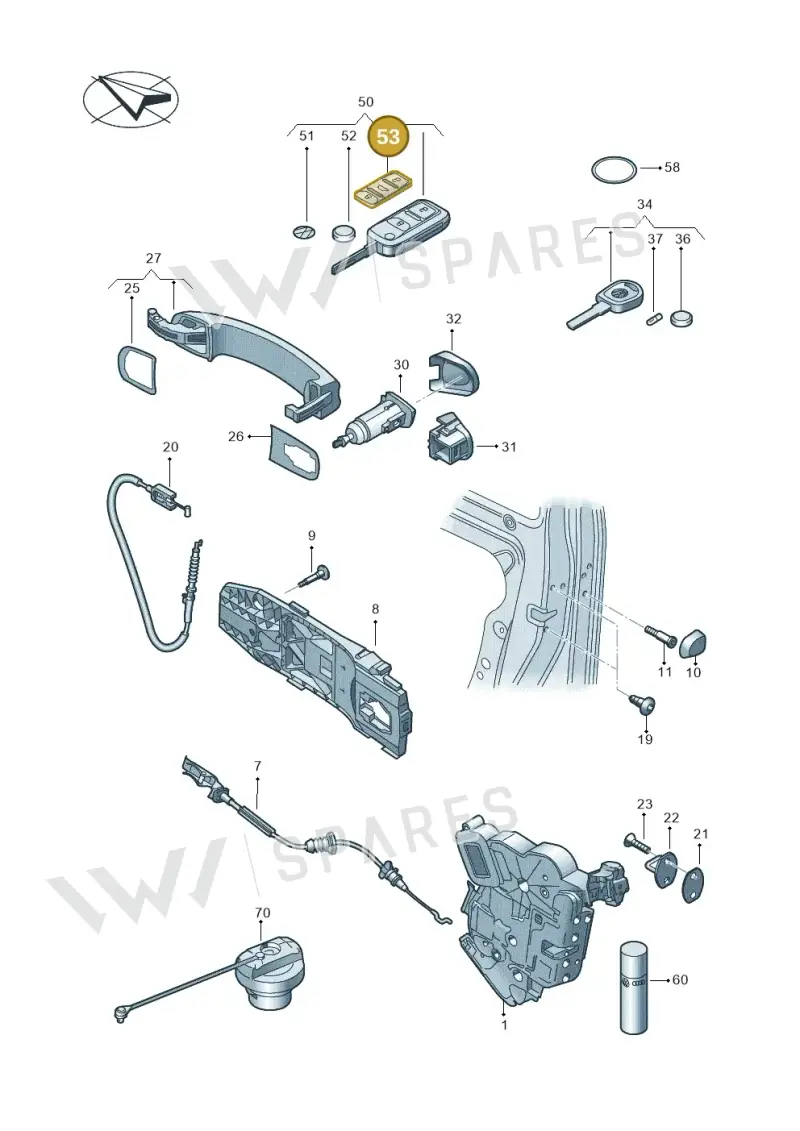 5K0837095 — Volkswagen Caddy kombi (2015-2020) diagram 866837000, position 53