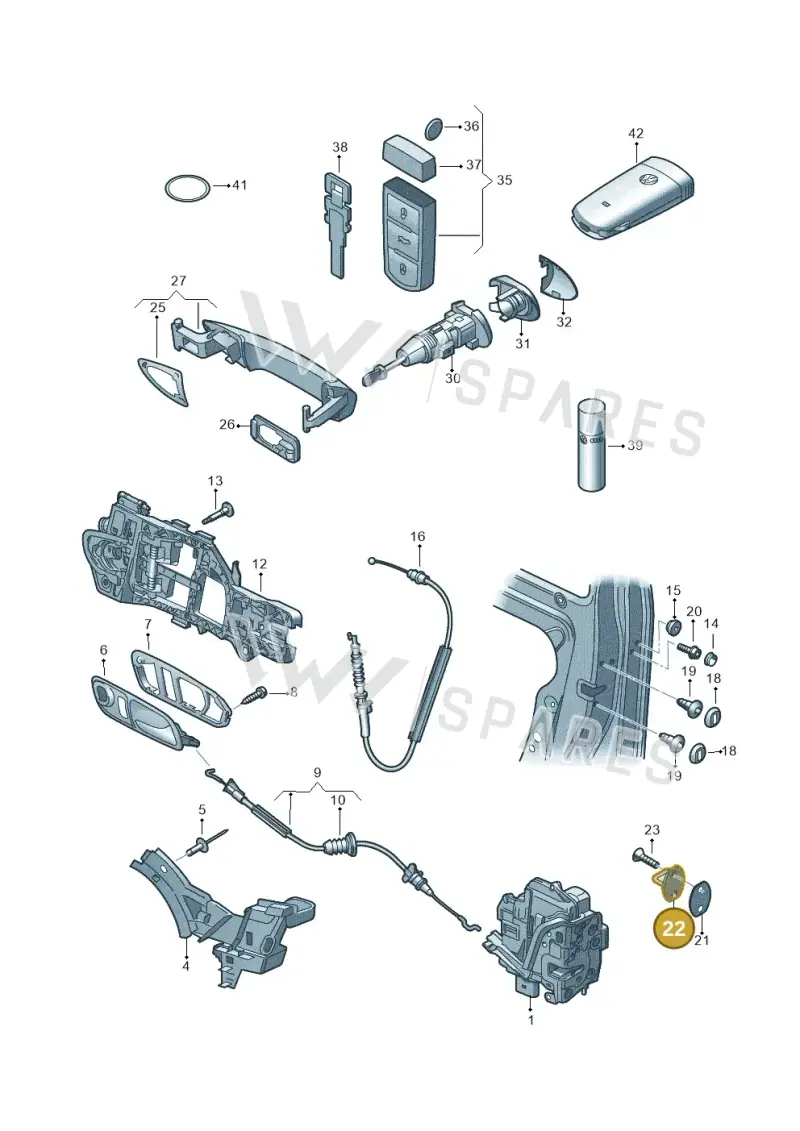 5K0837767 — Volkswagen Passat CC (2011-2016) diagram 645837000, position 22