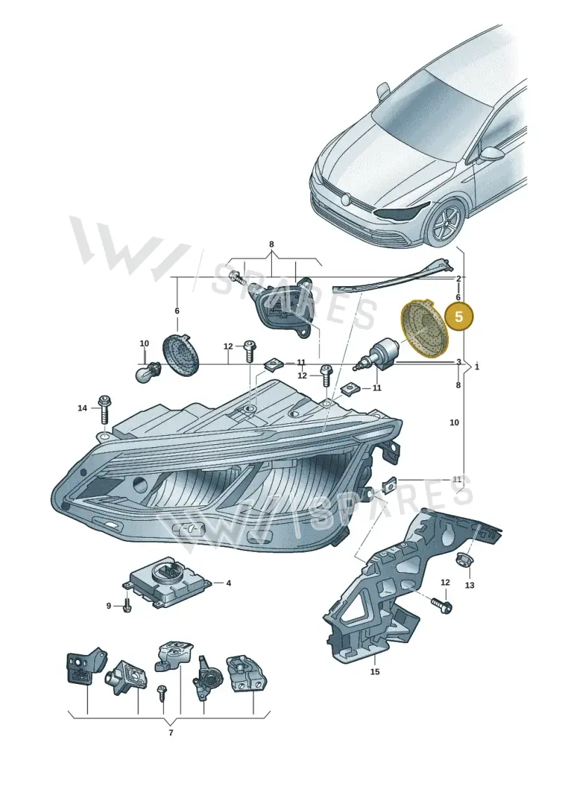 5K0941607A — Volkswagen Golf 2.0 BlueMotion (2019-2024) diagram 5h0941000, position 5