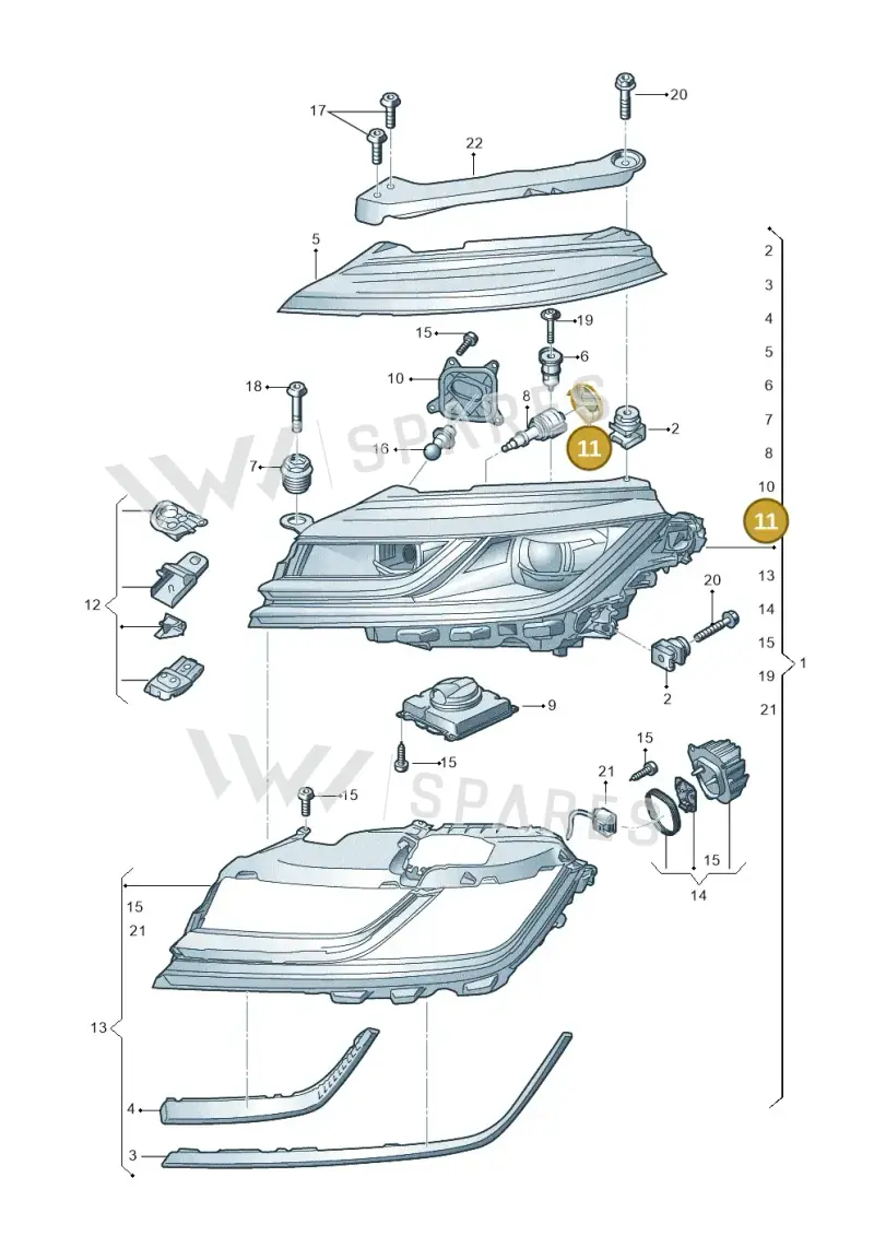 5K0941607A — Volkswagen Arteon (2017-2023) diagram 828941000, position 11