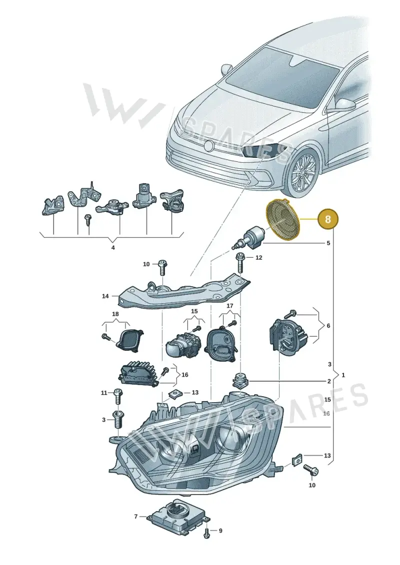 5K0941607A — Volkswagen Polo 1.0 BlueMotion (2017-2024) diagram 837941026, position 8