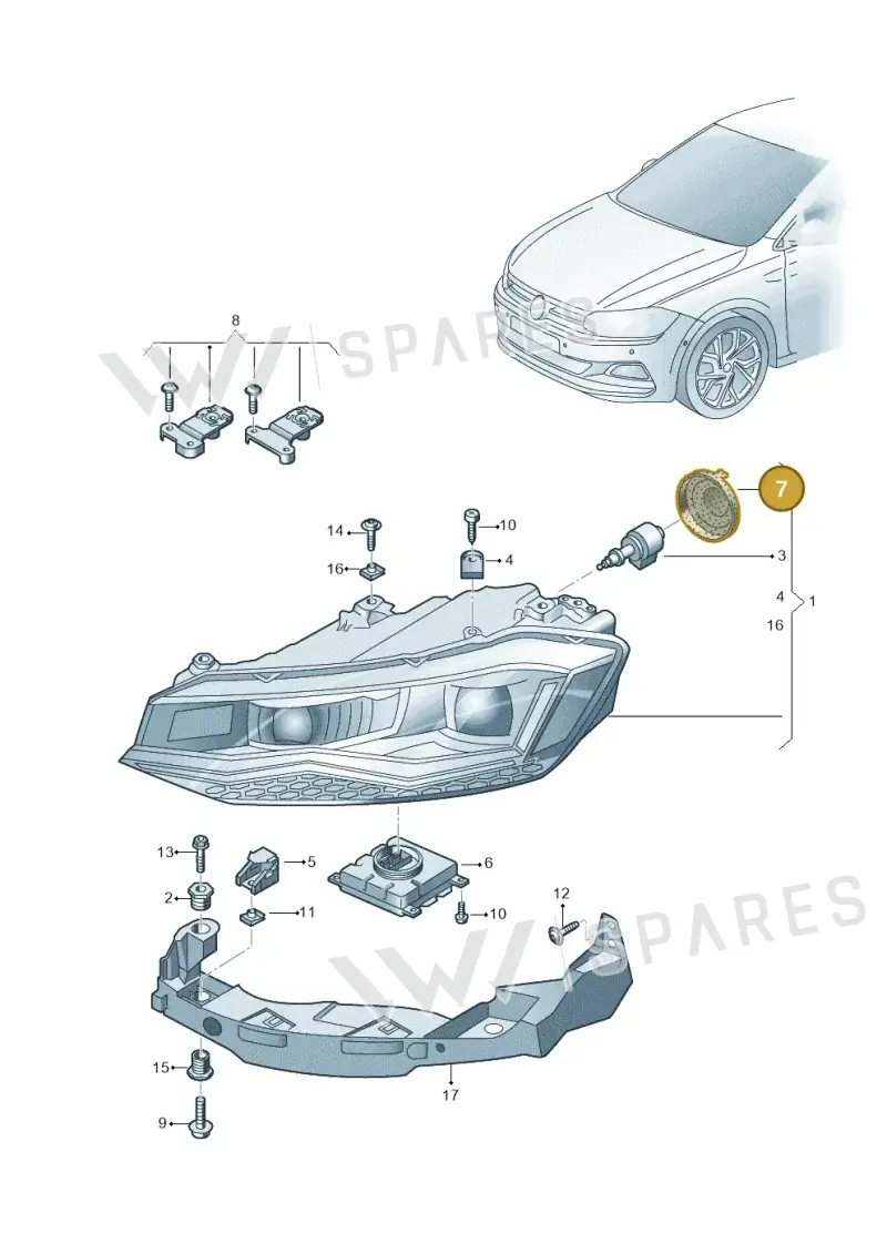 5K0941607A — Volkswagen Polo 1.0 BlueMotion (2017-2024) diagram 837941100, position 7