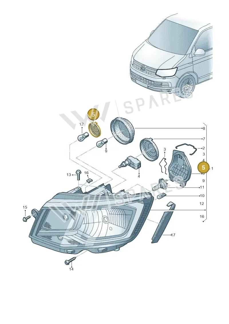 5K0941607A — Volkswagen Caravelle (2015-2019) diagram 861941000, position 5