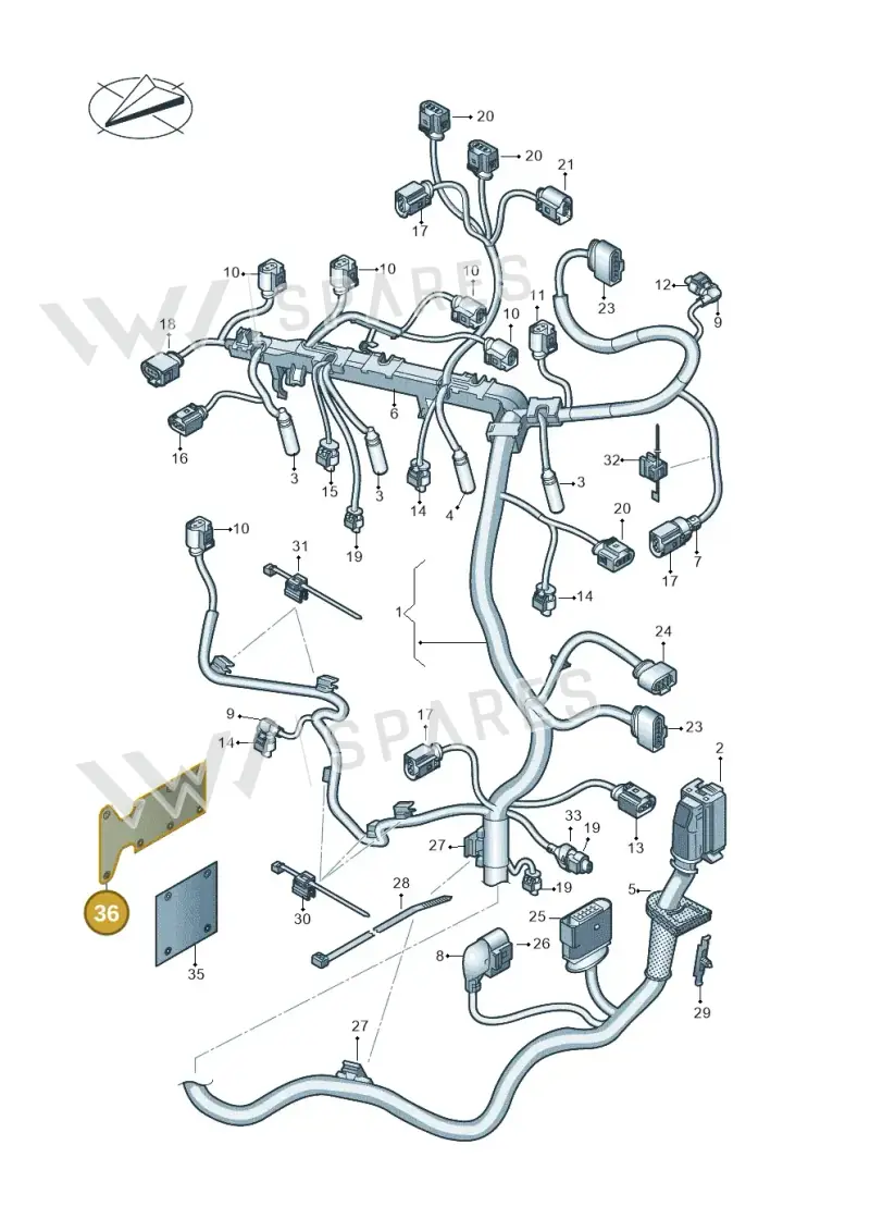 5K0971461A — Volkswagen Tiguan 4Motion (2011-2018) diagram 719971090, position 36