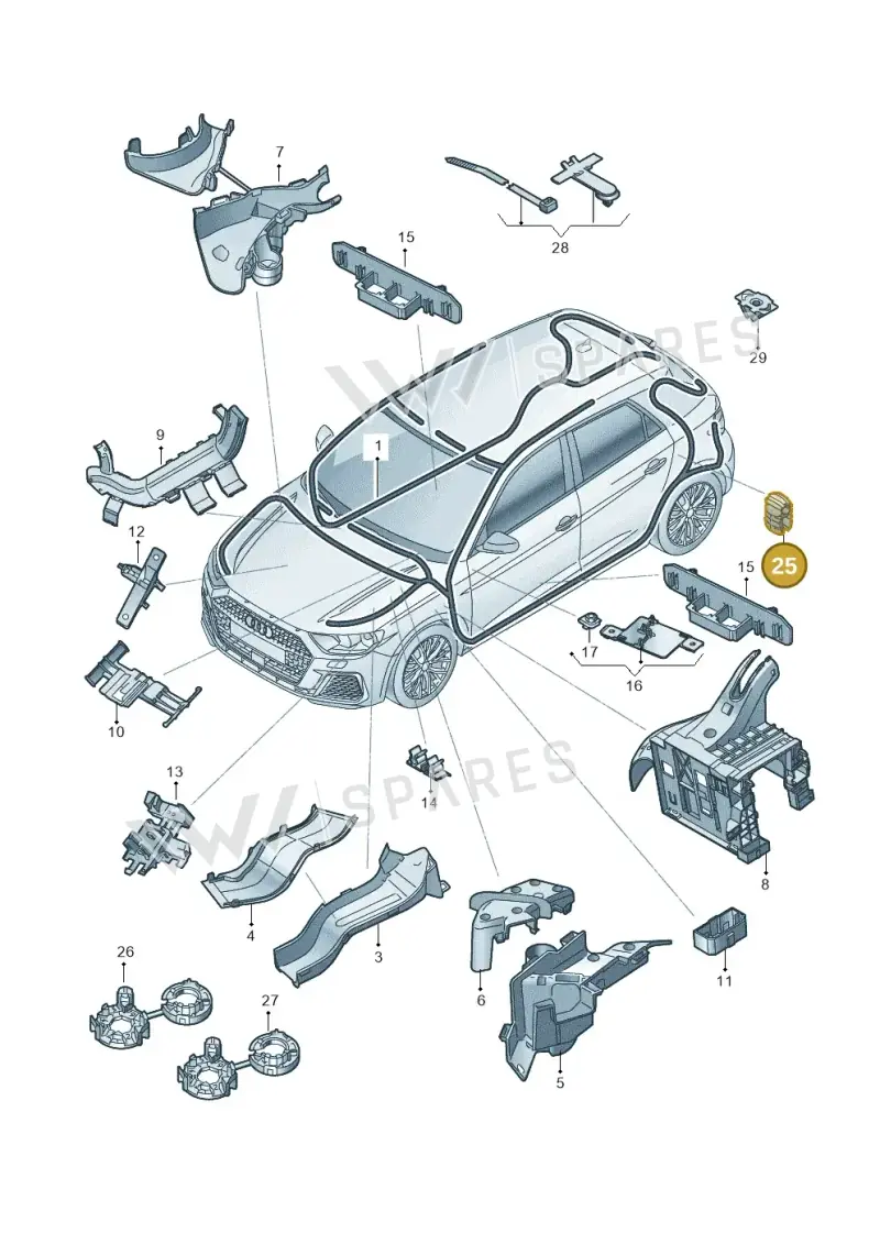 5K0971897 — Audi A1 Sportback (2018-2025) diagram 592971800, position 25