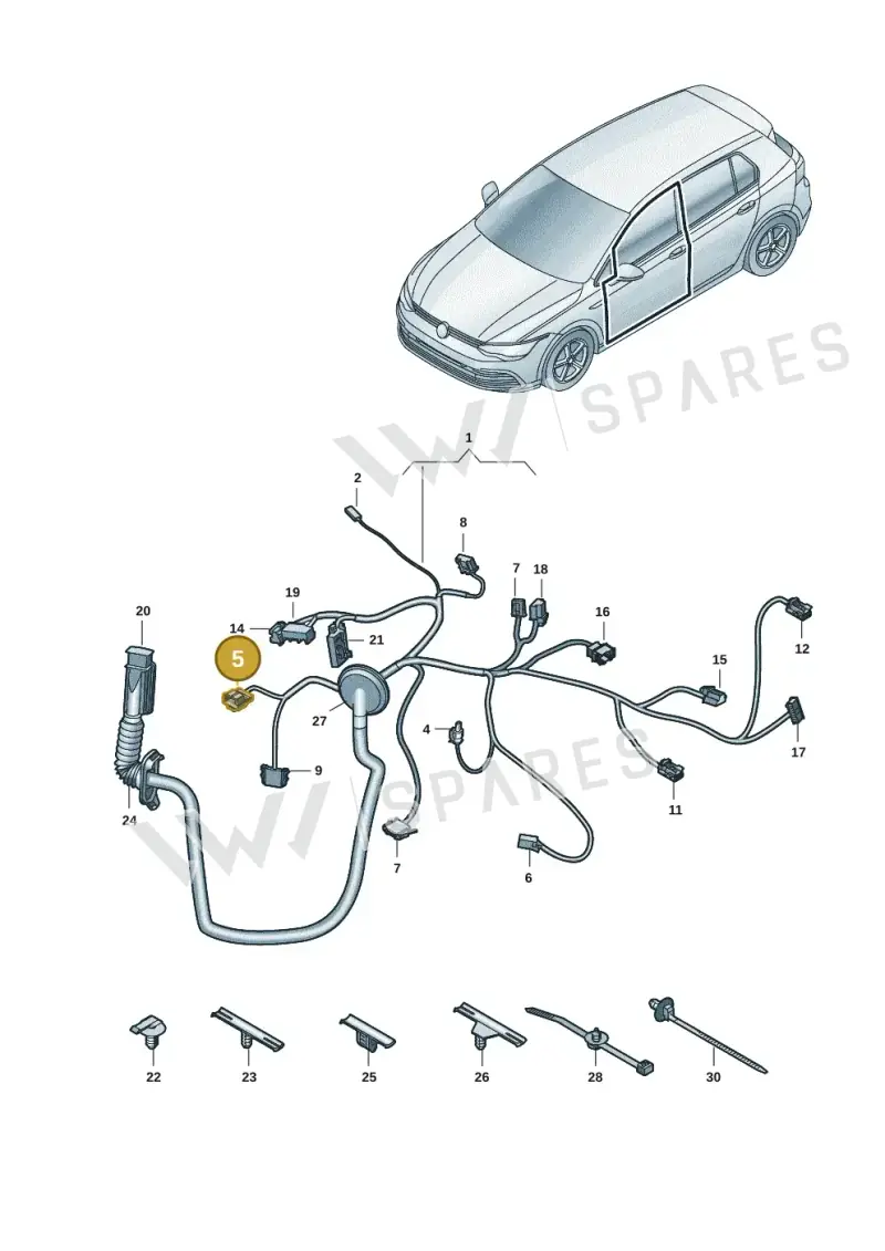5K0972713 — Volkswagen Golf 2.0 BlueMotion (2019-2024) diagram 5h0972033, position 5