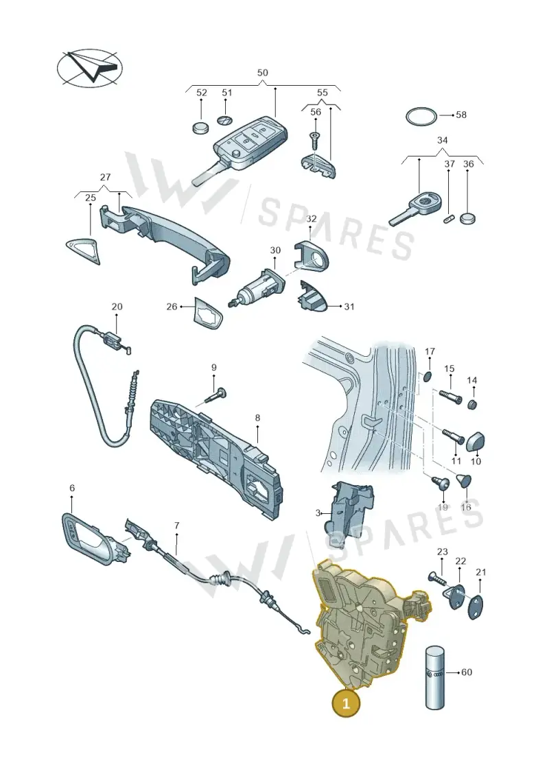 5K2837015J — Volkswagen Polo 1.4 BlueMotion (2014-2017) diagram 773837000, position 1