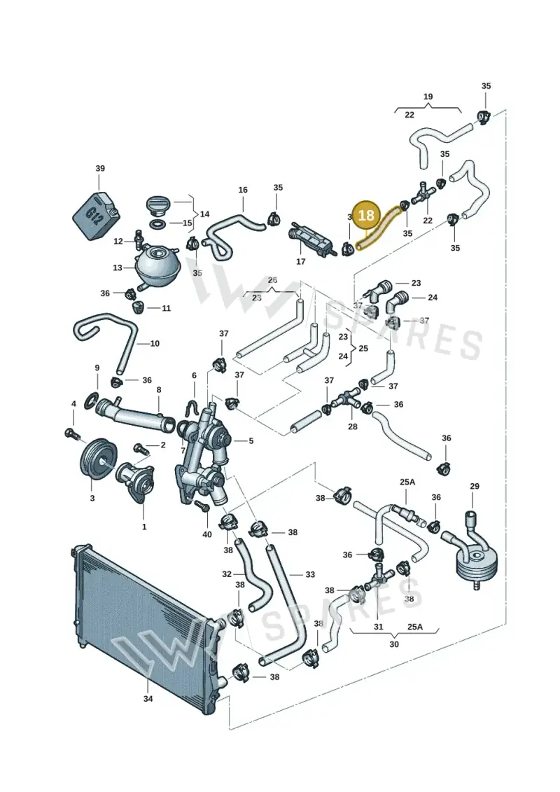 5KD121447A — Volkswagen Jetta (2014-2017) diagram 789121025, position 18