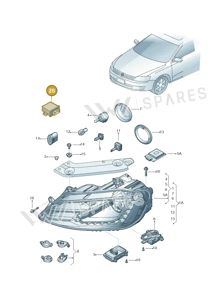 5M0907357F — Volkswagen Jetta (2014-2018) diagram 692941100, position 20