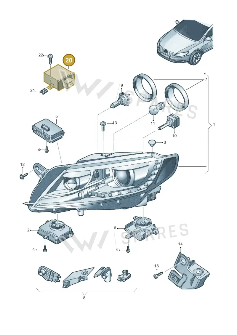 5M0907357F — Volkswagen Passat CC (2011-2016) diagram 737941200, position 20