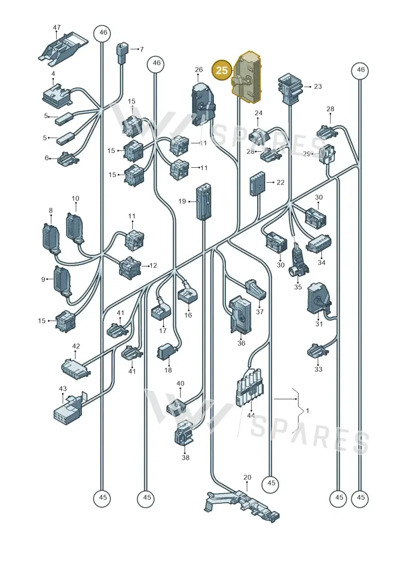 5M0973050C — Volkswagen Golf (2011-2013) diagram 649971810, position 25