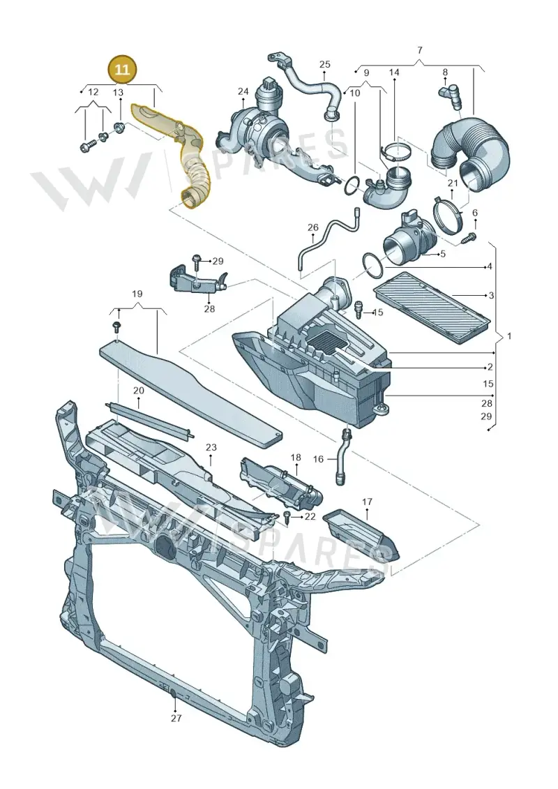 5N0129565G — Volkswagen Sharan BlueMotion (2015-2022) diagram 863129400, position 11