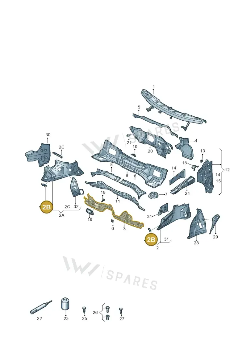 5N0803641A — Audi Q3 1.4 (2016-) diagram 728803100, position 2B