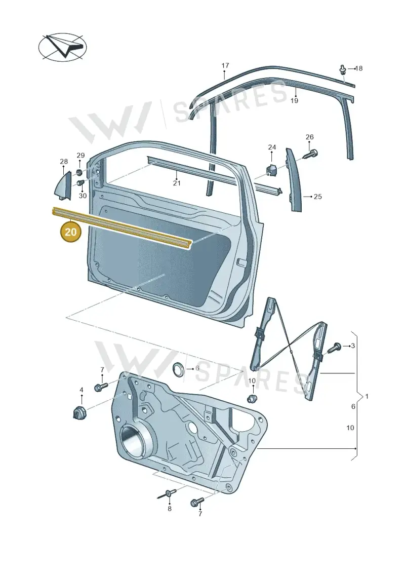 5N08374795AP — Volkswagen Tiguan (2011-2018) diagram 634837600, position 20
