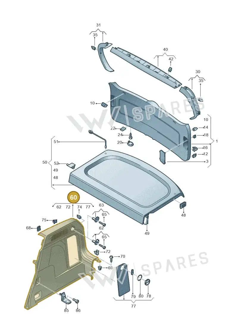 5N0867428SYBH — Volkswagen Tiguan 4Motion (2011-2018) diagram 634867800, position 60