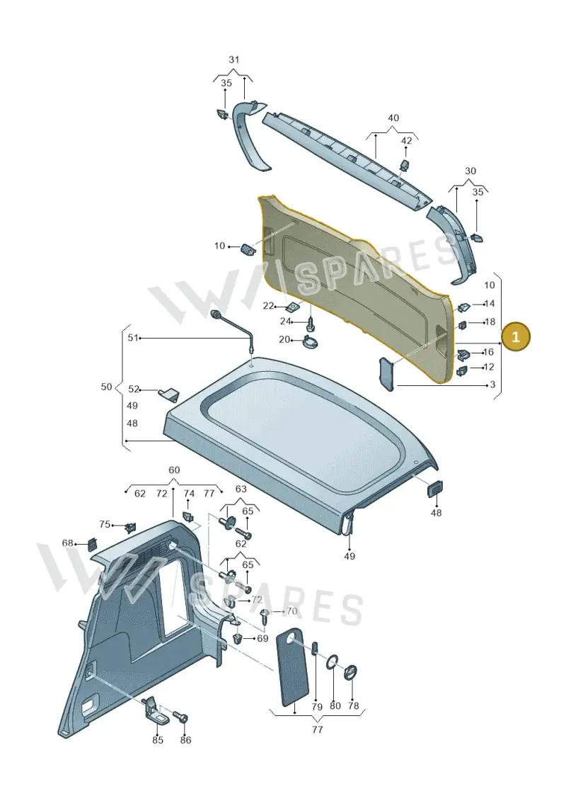 5N0867601B82V — Volkswagen Tiguan (2011-2018) diagram 634867800, position 1