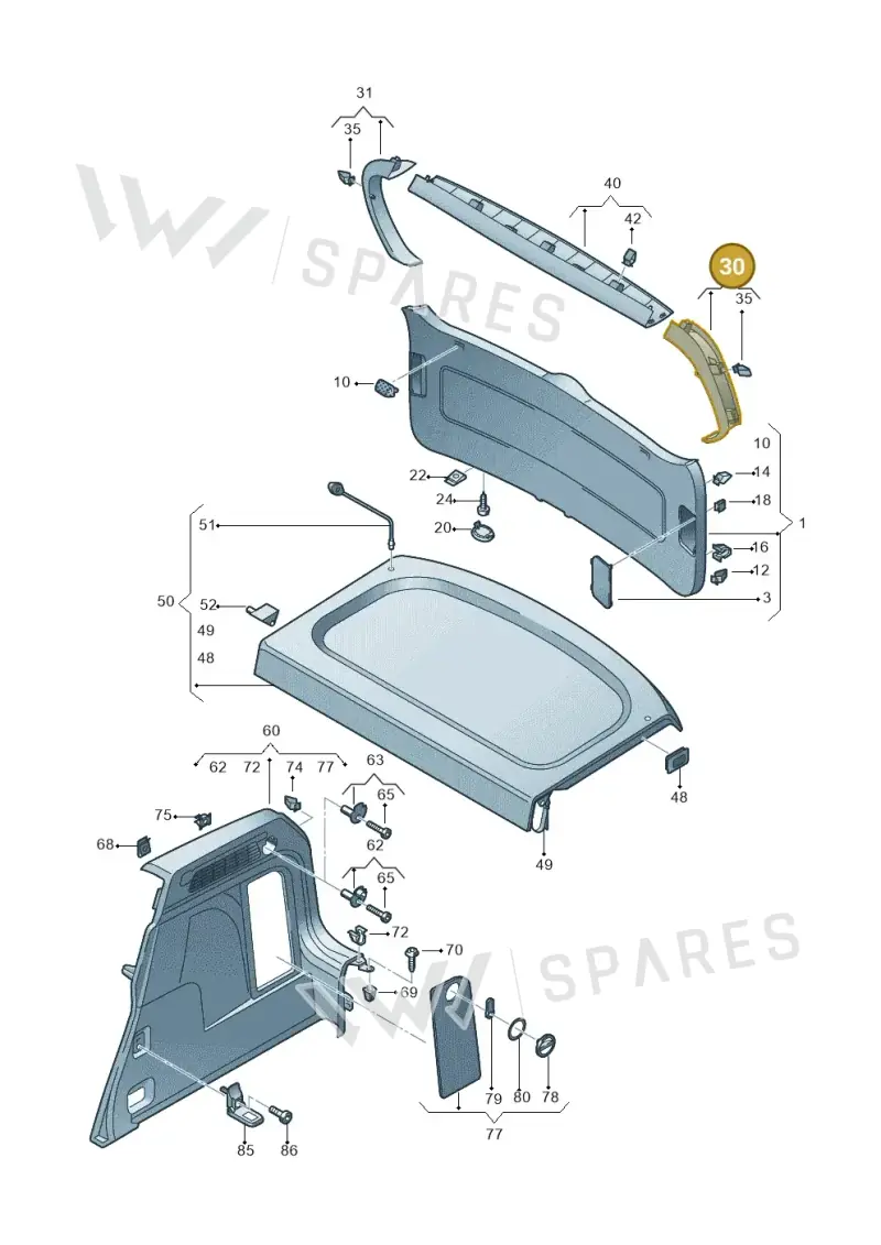 5N0867703B82V — Volkswagen Tiguan 4Motion (2011-2018) diagram 634867800, position 30
