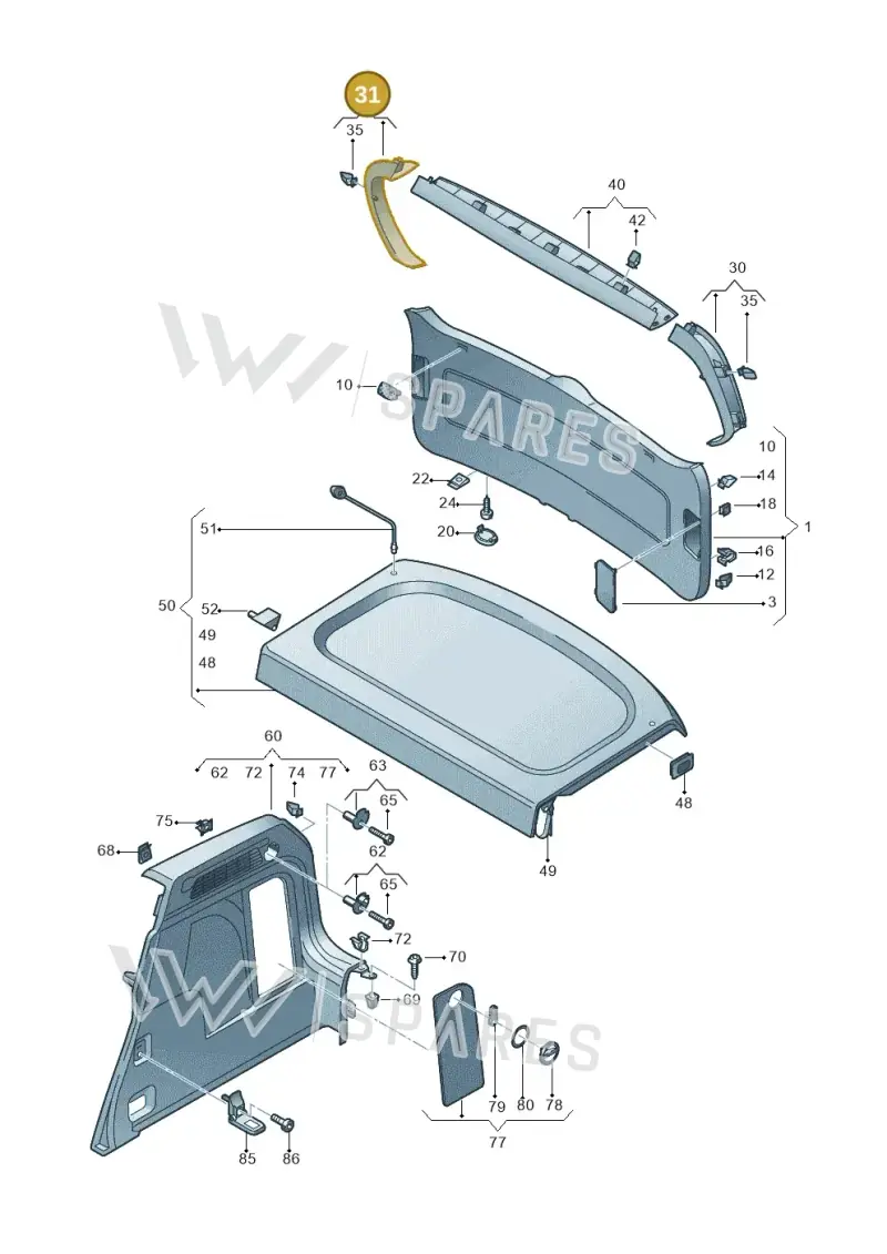 5N0867704B82V — Volkswagen Tiguan 4Motion (2011-2018) diagram 634867800, position 31