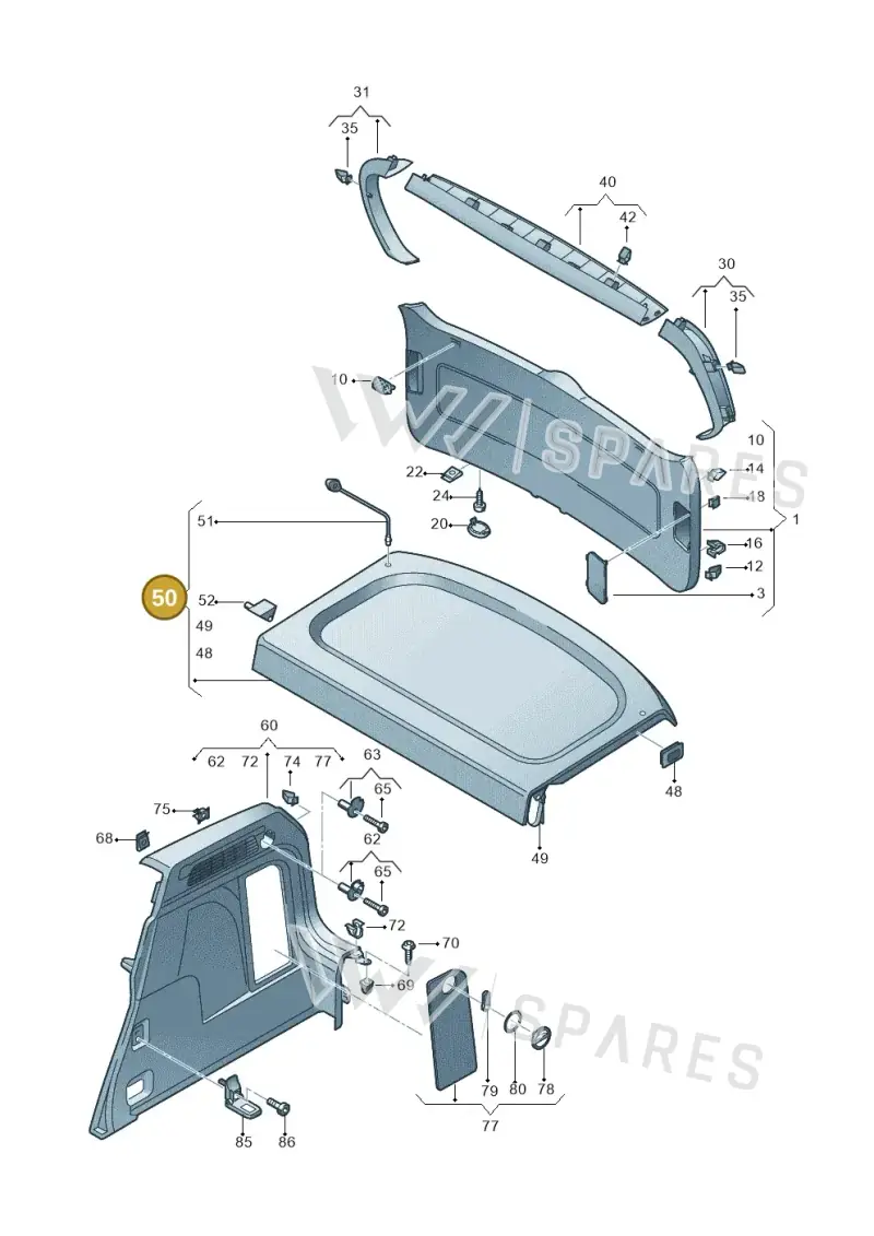 5N0867769M7T8 — Volkswagen Tiguan 4Motion (2011-2018) diagram 634867800, position 50