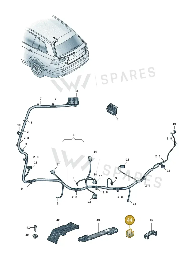 5N0971836 — Volkswagen Golf (2019-2025) diagram 5h0972092, position 44