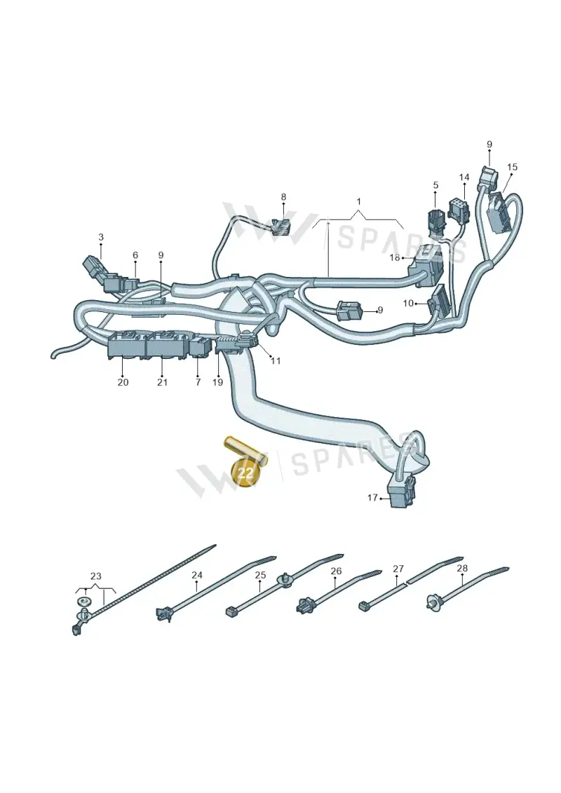 5N0971889 — Volkswagen Golf 2.0 BlueMotion (2019-2024) diagram 5h0972026, position 22