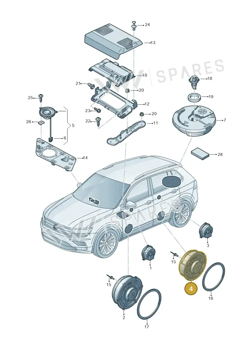 5NA035453A — Volkswagen Tiguan 2.0 4Motion (2017-2024) diagram 884035350, position 4