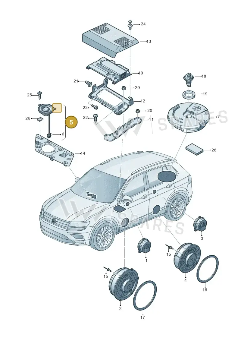 5NA035709 — Volkswagen Tiguan 2.0 4Motion (2017-2024) diagram 884035350, position 5