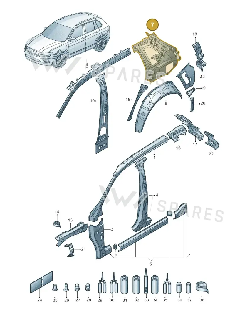 5NA809401F — Volkswagen Tiguan 2.0 4Motion (2016-2022) diagram 884809000, position 7