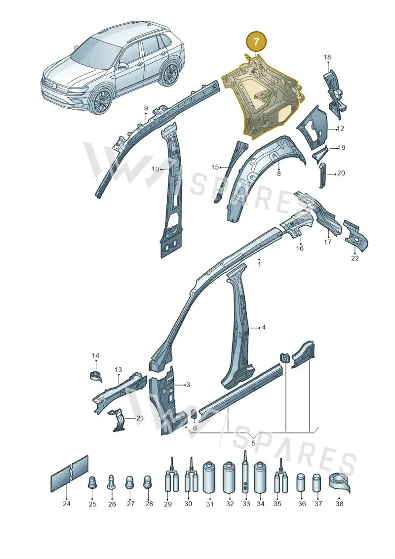 5NA809402 — Volkswagen Tiguan 2.0 4Motion (2016-2024) diagram 884809000, position 7