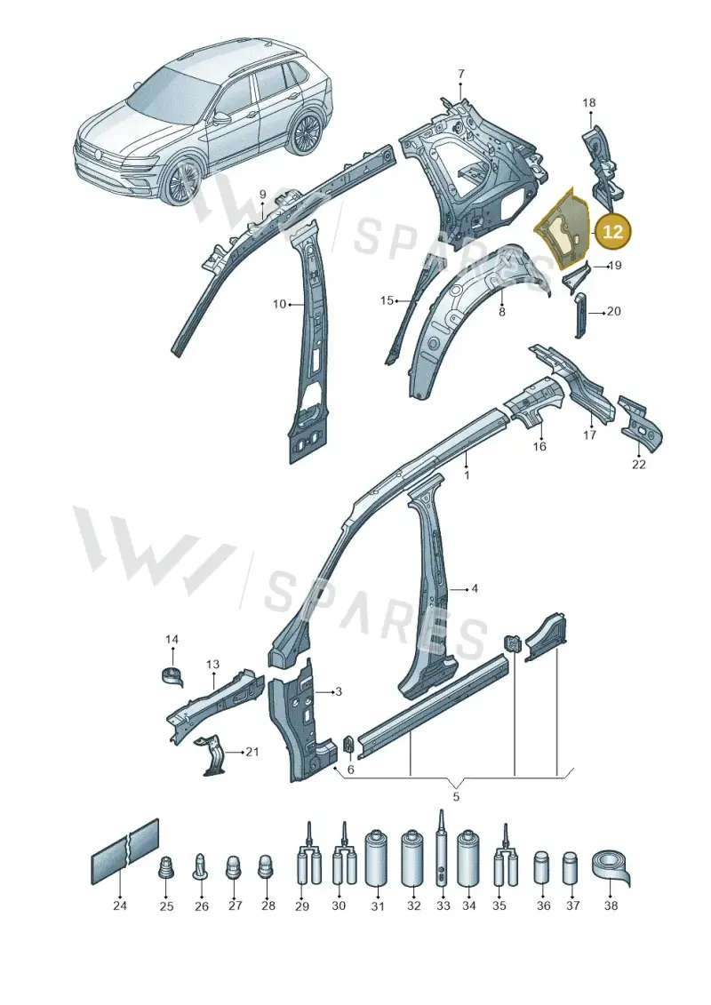 5NA809678 — Volkswagen Tiguan 2.0 4Motion (2016-2024) diagram 884809000, position 12