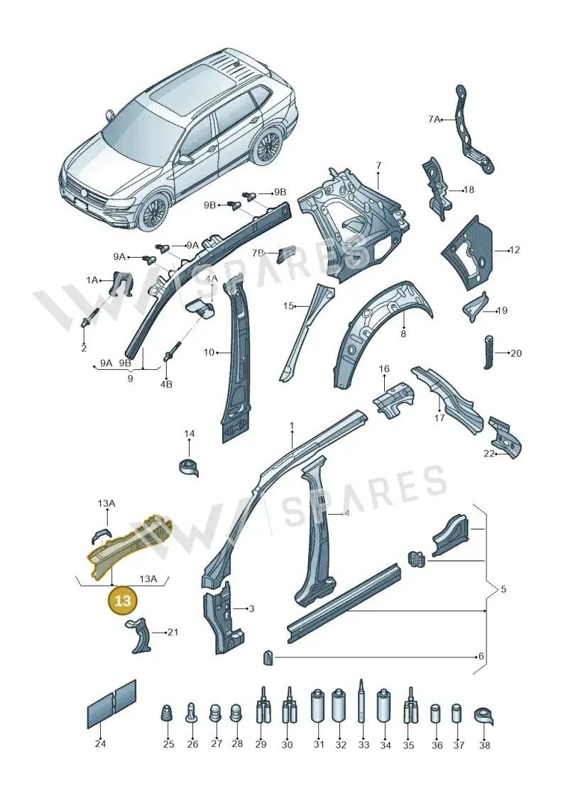 5NA810135E — Volkswagen Tiguan 2.0 4Motion (2017-2024) diagram 833809000, position 13