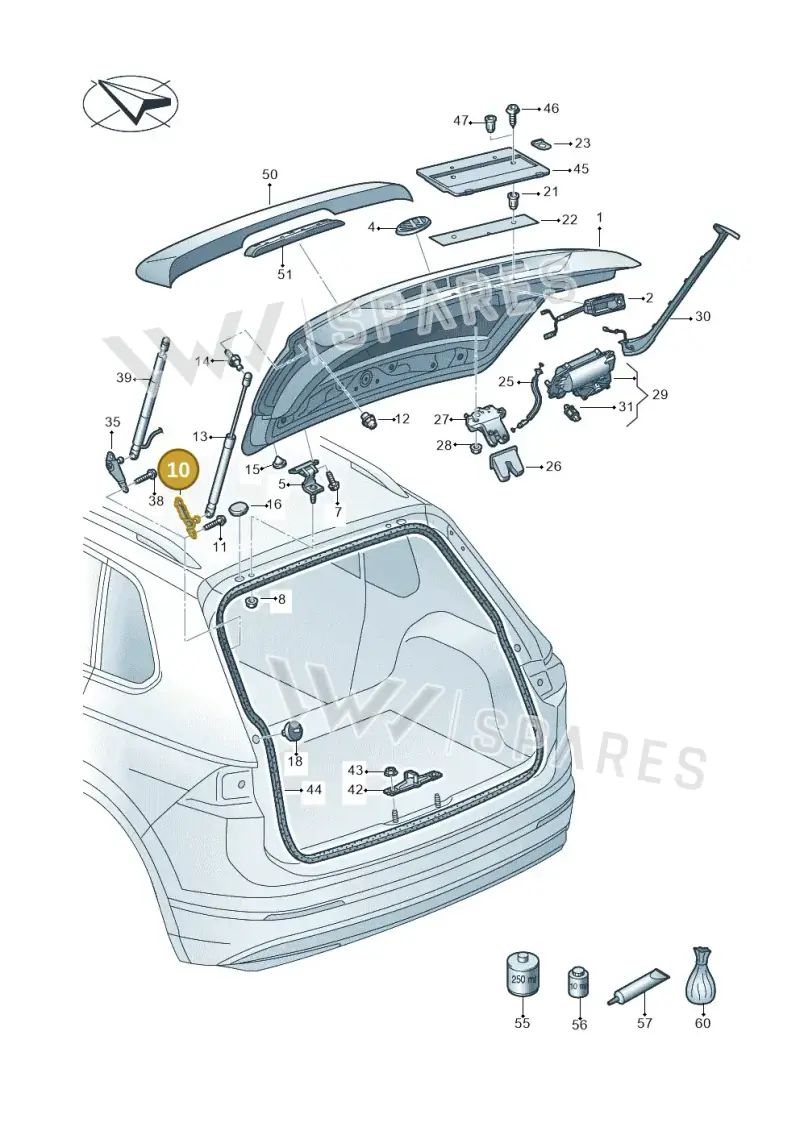 5NA827435A — Volkswagen Tiguan 2.0 4Motion (2016-2024) diagram 884827000, position 10