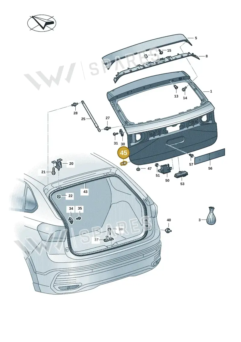 5NA827499 — Volkswagen Taigo (2021-2024) diagram 2f0827000, position 45