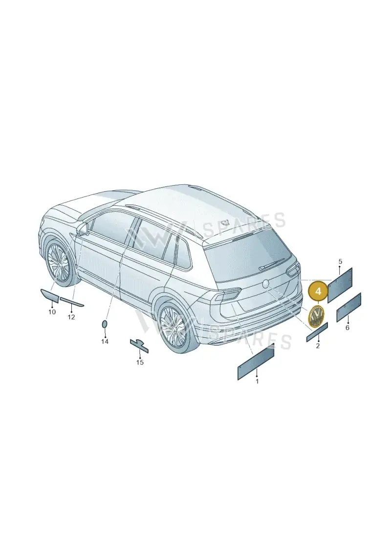 5NA853630CDPJ — Volkswagen Tiguan 2.0 4Motion (2016-2024) diagram 884853500, position 4